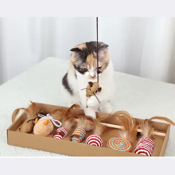 

Cat Toys Funny cat stick Kitten Interactive Stick Funny Cat Fishing Rod Game Wand Feather Stick Toy Pet Supplies Cat Accessory