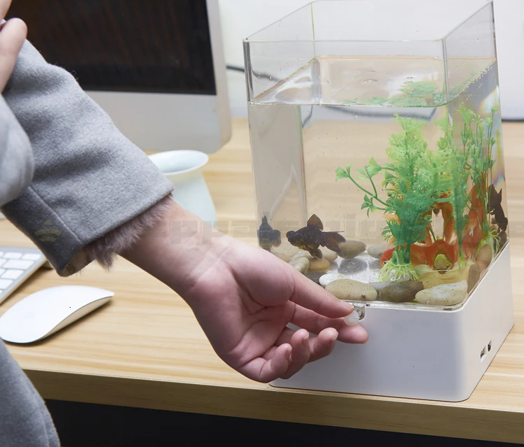 Самоочищающийся аквариум для рыб, маленький аквариум, офисный домашний рабочий стол, креативный маленький ленивый аквариум для рыб,, интерьер