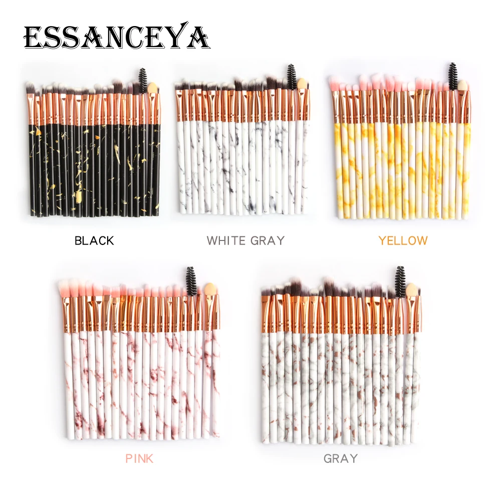 

ESSANCEYA 20 Pcs Professional Makeup Brush Set Tools Blush Highlighter Eye Blender Eyeliner Eyelash Marbling Makeup Brushes Kit