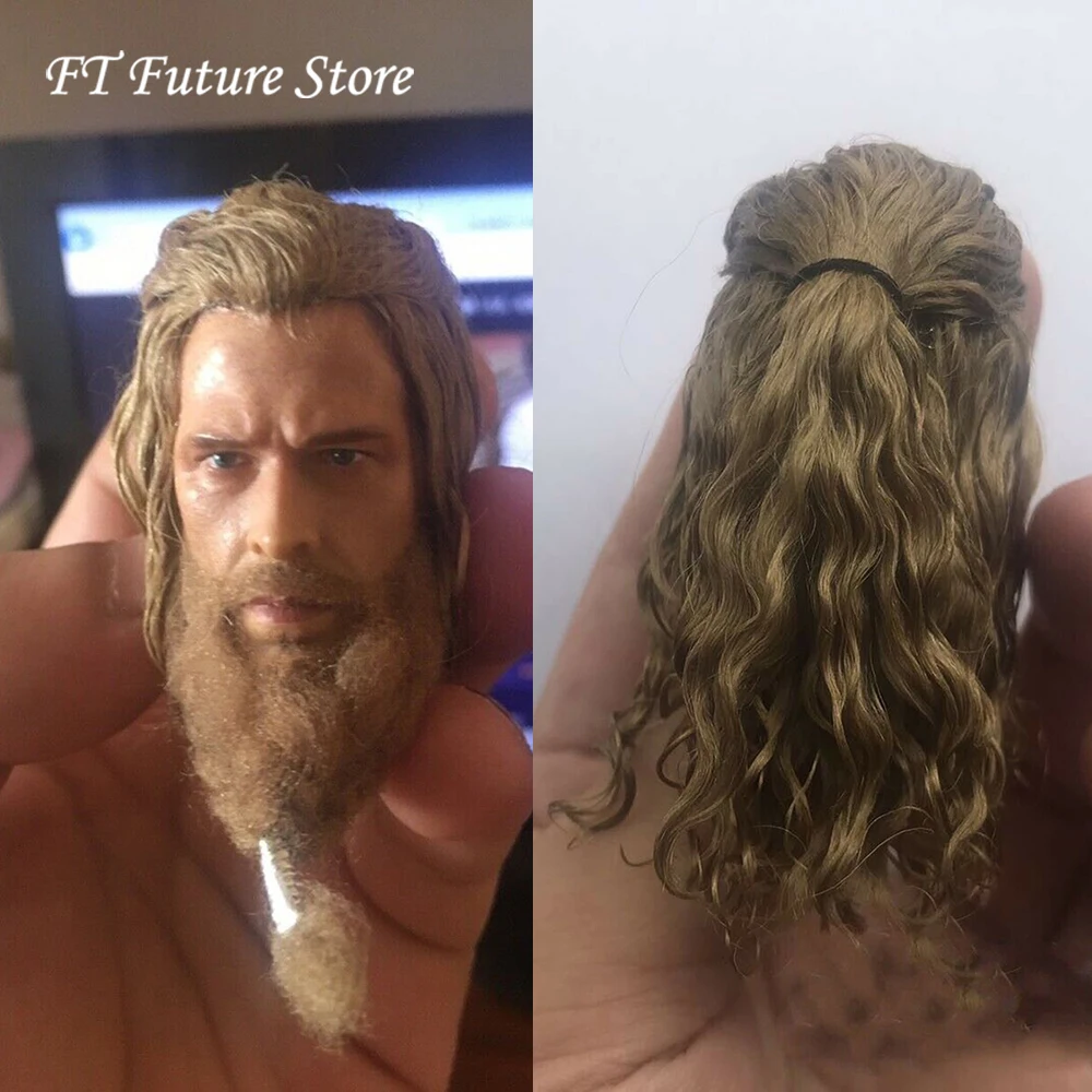 

In Stock Collectible 1/6 Scale Fat Planted Hair Thor Head Sculpt Thor Head Sculpt Carved with Beard Model for 12'' Action Figure