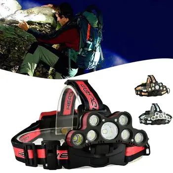 

Headlight Headlamp 6 Gears LED Hiking Camping Rechargeable Electricity Display Light Fixture Sporting Goods Durable
