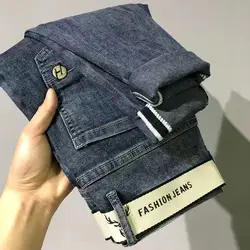 Pantalones vaqueros informales para hombre, Jeans rectos de negocios, elásticos, ajustados, clásicos, 2022