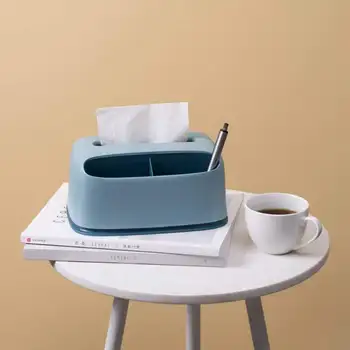 

Tissue Box Desktop Tissue Container Multi-compartment Storage Box Remote Control Holder Organizer Bedroom Paper Towel Bin