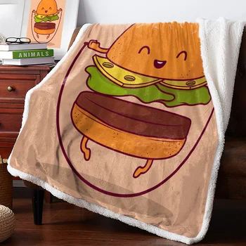 

Cartoon Cute Hamburger Skipping RopeNew Winter Warm Blanket Office Plush Blanket Bedspreads Quilt Drop Ship