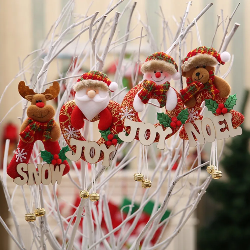 Рождественское украшение Jingle Bell Подвеска с Санта Клаусом Рождественская елка украшения Висячие с Jingle Bells дверь стена письмо колокольчик подвеска