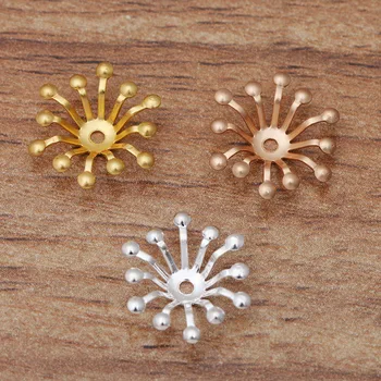 

13mm Mixed Colors Vintage Brass Filigree Flower Caps Beads Charms Metal Finding Settings DIY Stuffs Jewelry Making Accessories