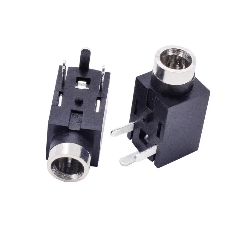 100 pcs 2 5 Headphone jack In line three leg horizontal copper head mono pj210 Small head audio socket