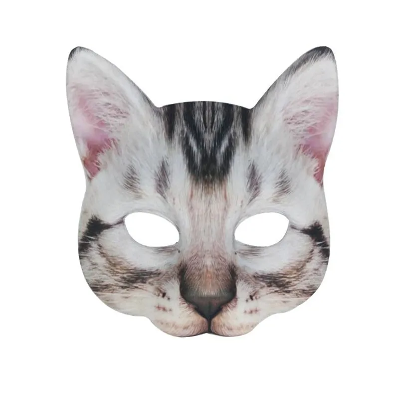 Halloween Mask Cat Half Face Mask Party Playing Props Furry Animal Adult Costume Cat Fans Mask Halloween Animal EVA Head Mask