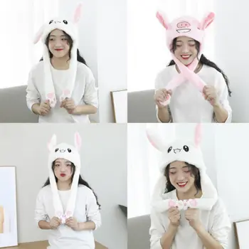 

Brand New Funny Plush Animal rabbit ear Hat bunny Cap with Airbag Jumping Ear Movable Gifts