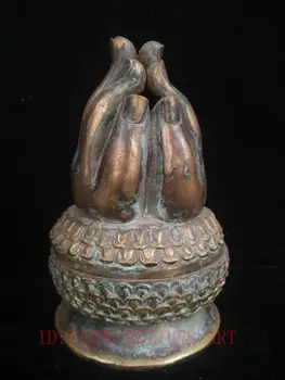 

YIZHU CULTUER ART Unique Collection China Old Bronze Buddha Hand Smoked Incense Burner Decoration