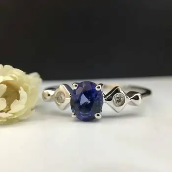

18K Gold 0.727ct Natural Sapphire Women Ring with 0.042ct Diamond Setting 2016 New Fine Jewelry Wedding Band Engagement