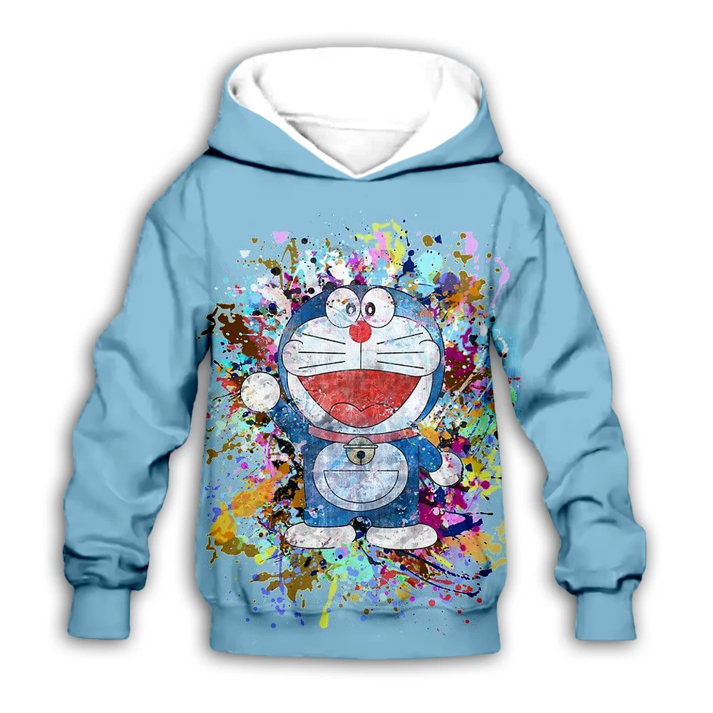 Kawaii/детские толстовки с капюшоном с 3D-принтом дораэмона из мультфильма; свитер для маленьких мальчиков и девочек; Детский комплект уличной одежды; пуловер с рисунком дораэмона