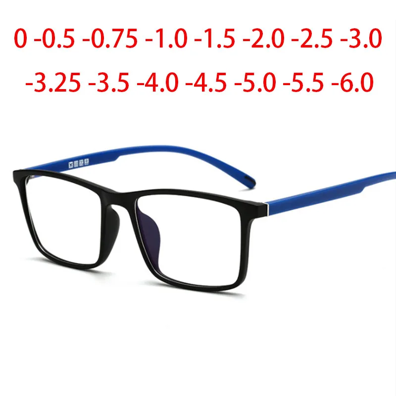0 -0.5 -0.75 -1.0 do-6.0 Minus stopień duża kwadratowa okulary korekcyjne kobiety mężczyźni Ultralight komputer biznesowy Optical Glasse 1