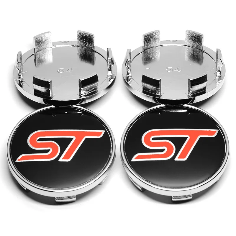 4pcs 54mm ST Logo Car Wheel Center Hub Cap for Ford Fusion Everest Escape Explorer Mondeo Focus Ecosport Fiesta Kuga Car Rim Hub