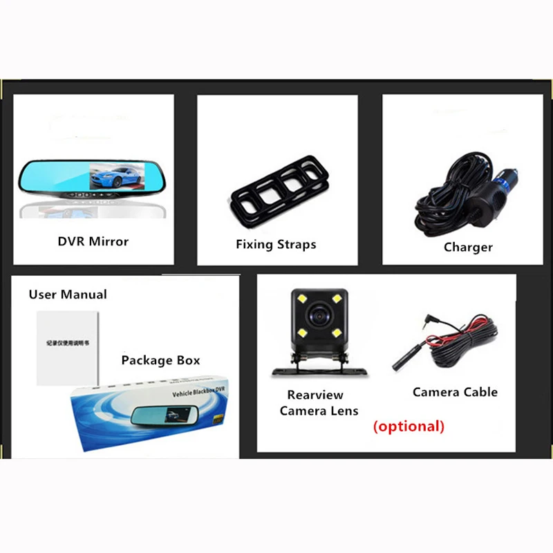 4.3 Inch Car DVR Camera Full HD 1080P Rearview Mirror Digital Video Recorder Dual Lens cam Auto Registrator
