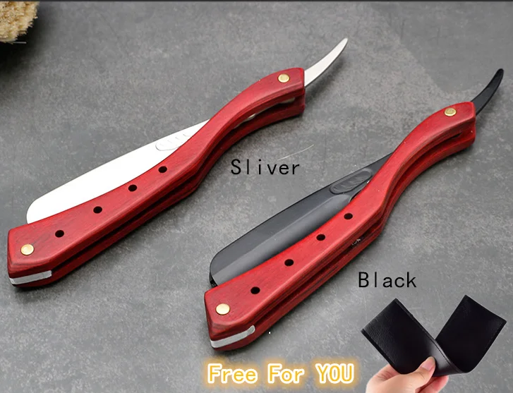 Sliver Мужская бритва ретро ручная складная деревянная ручка для стрижки лезвий из нержавеющей стали держатель ножа чехол G0513 - Цвет: Sliver