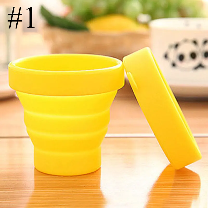 1 комплект силиконовые складные чашки для путешествий-силиконовые складные чашки для кемпинга с крышками-расширяемые чашки для питья набор - Цвет: Цвет: желтый