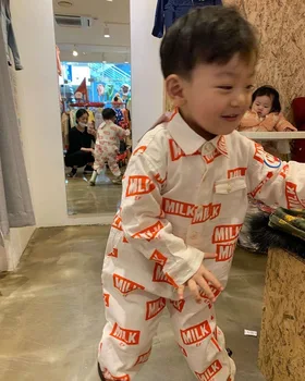

Korean Bebe Celebrity Inspired 2020 Spring Boy Girl's Allover Printed Milk Coveralls