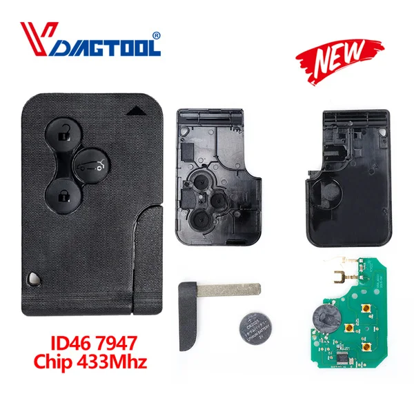 OBD2 433 МГц 3 кнопки ID46 PCF7947 чип умный дистанционный ключ с аварийной вставкой для Renault Megane Scenic 2003-2008 ключ карта - Цвет: ID46 7947 433Mhz A