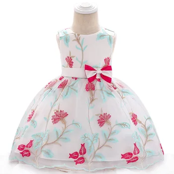 

Baby's first birthday party ceremonial dress newborn full moon embroidered princess dress cotton fluffy wedding dress