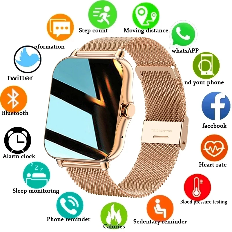2021 New Color Screen Smart watch Ladies men Full touch fitness tracker Blood pressure smart clock ladies smart watch Women+Box