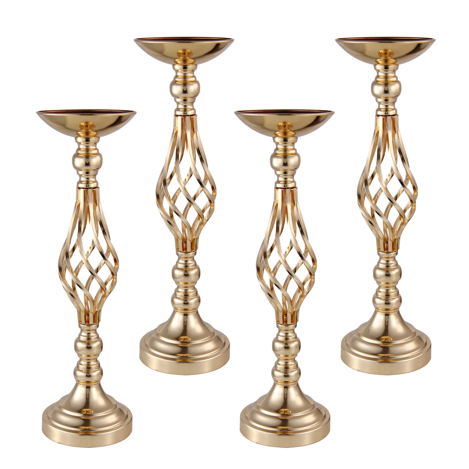 4Pcs/Set Gold Flower Vases Candle Holders Stands Wedding Props Table