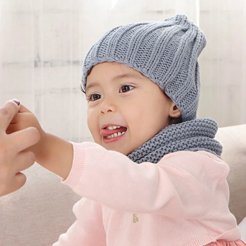Детский набор из шапки и шарфа осенне-зимние; вязанные; шерстяные по фигуре, раздел-верхняя детская одежда головным убором детская шапка и шарф для девочек детская шапка 0-3 лет
