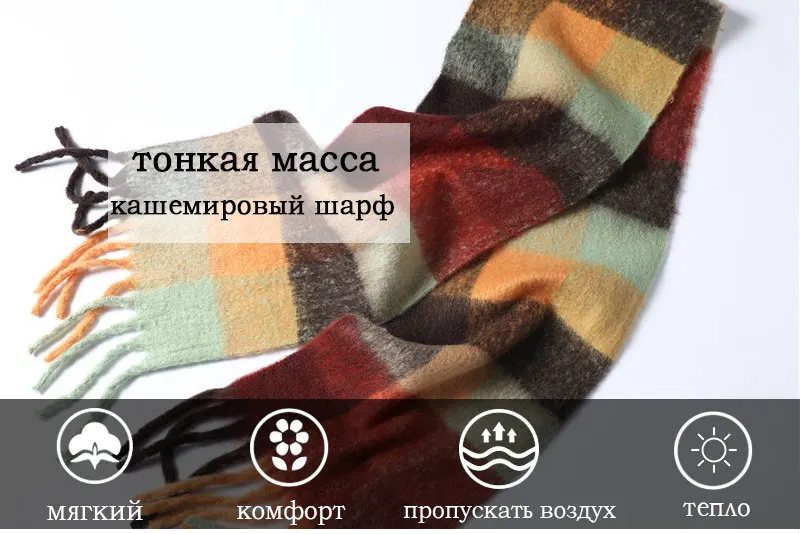 Дизайнерский брендовый женский шарф в клетку, толстые теплые женские пашмины шали и палантины, зимние кашемировые шарфы, одеяло, Echarpe