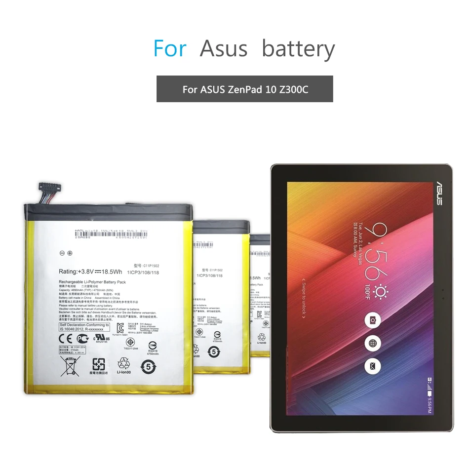 

Mobile Phone Battery For ASUS ZenPad 10 Z300C Z300CL Z300CG Replacement Battery 4890mAh C11P1502