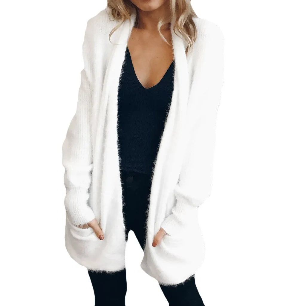 

sueter mujer invierno 2019 Plus Size Womens Patchwork Long Sleeve Solid Color Cardigan Tops Sweater Coat XL pull femme Winter