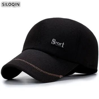 

SILOQIN Snapback Cap Winter Earmuffs Hat Men's Warm Thick Baseball Caps Adjustable Size Fashion Thermal Sports Caps For Men New