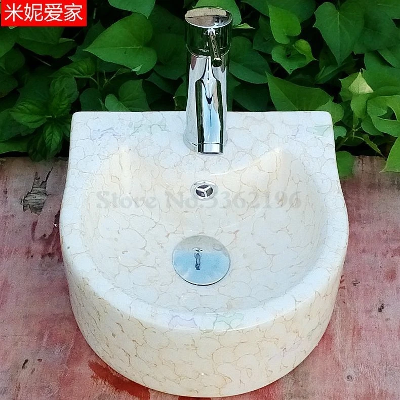 Taiwan Basin One Small Balcony Wash Basin Small Family Ceramic Floor-to-ceiling Wash Basin Bathroom Corner Hanging Basin