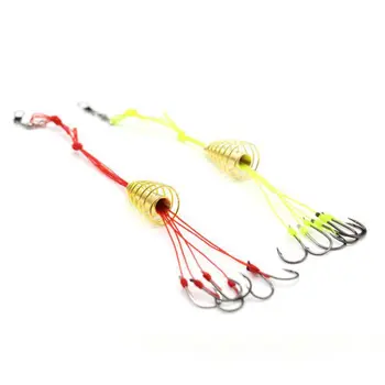 

4 Pcs / Lot Explosion Fishing Hook Fishing Lure Bait Trap Feeder Cage Sharp Fishing Hook With Stainless Steel Feathers Black