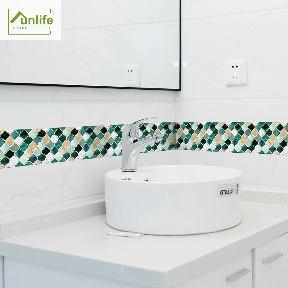 Funlife®Зеленые желтые мозаичные настенные наклейки виниловые экологически чистые