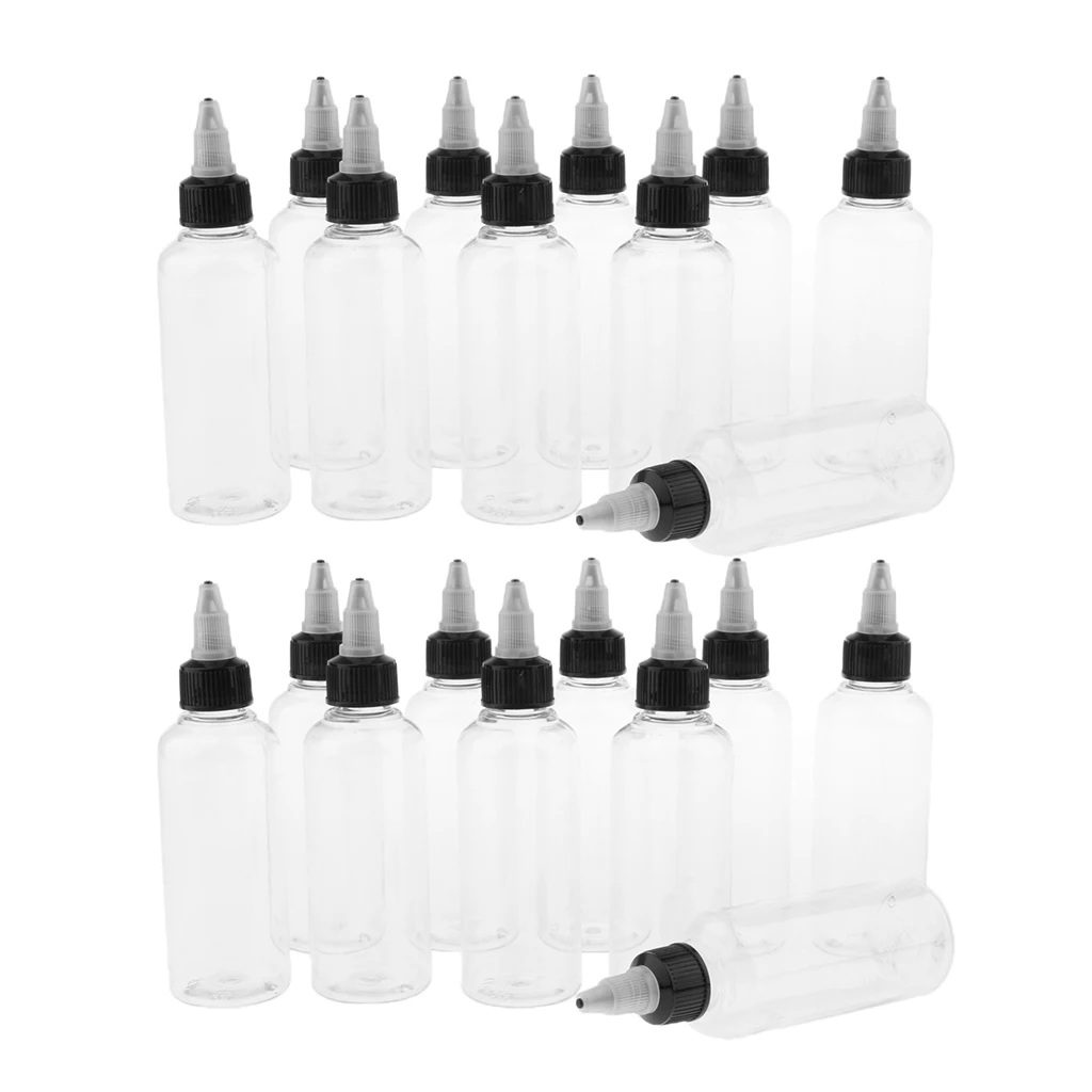 20 Pieces 100ml Plastic Liquid Ink Pigment Painting Empty Squeeze Tip Applicator Bottles with Twist Top Cap