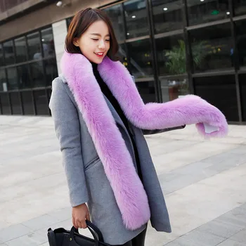 

Autumn and Winter 2019 Fox-like Scarf Woman Thickened Fur Shawl Wholesale with Super Long Hair Collar