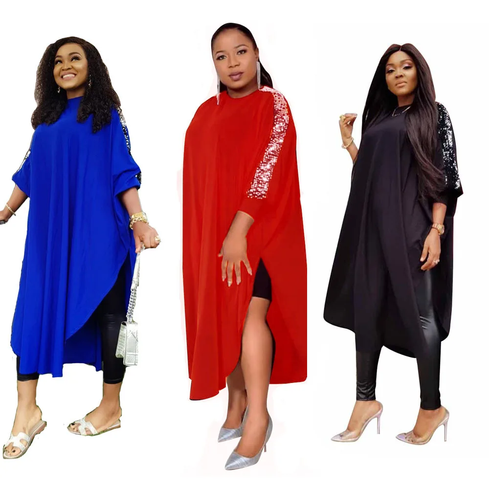 

New style classic African women's clothing Dashiki fashion stretch Sequined loose plus-size dresses size L XL XXL XXXL YWQ332