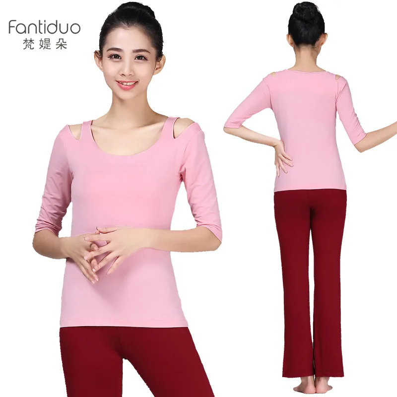 

2019 Spring And Summer New Style Yoga Clothes Tops White Fitness Suit Shoulder Vulnerability Single Blouse Dancing Dress Black A