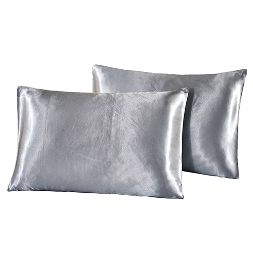 2 Pcs Gray Высокий стандарт, Мягкая Наволочка из натурального шелкового атласа, Наволочка на стул, постельные принадлежности, Наволочка на подушку, наволочки на кровать, разные цвета - Цвет: 2 Pcs Gray
