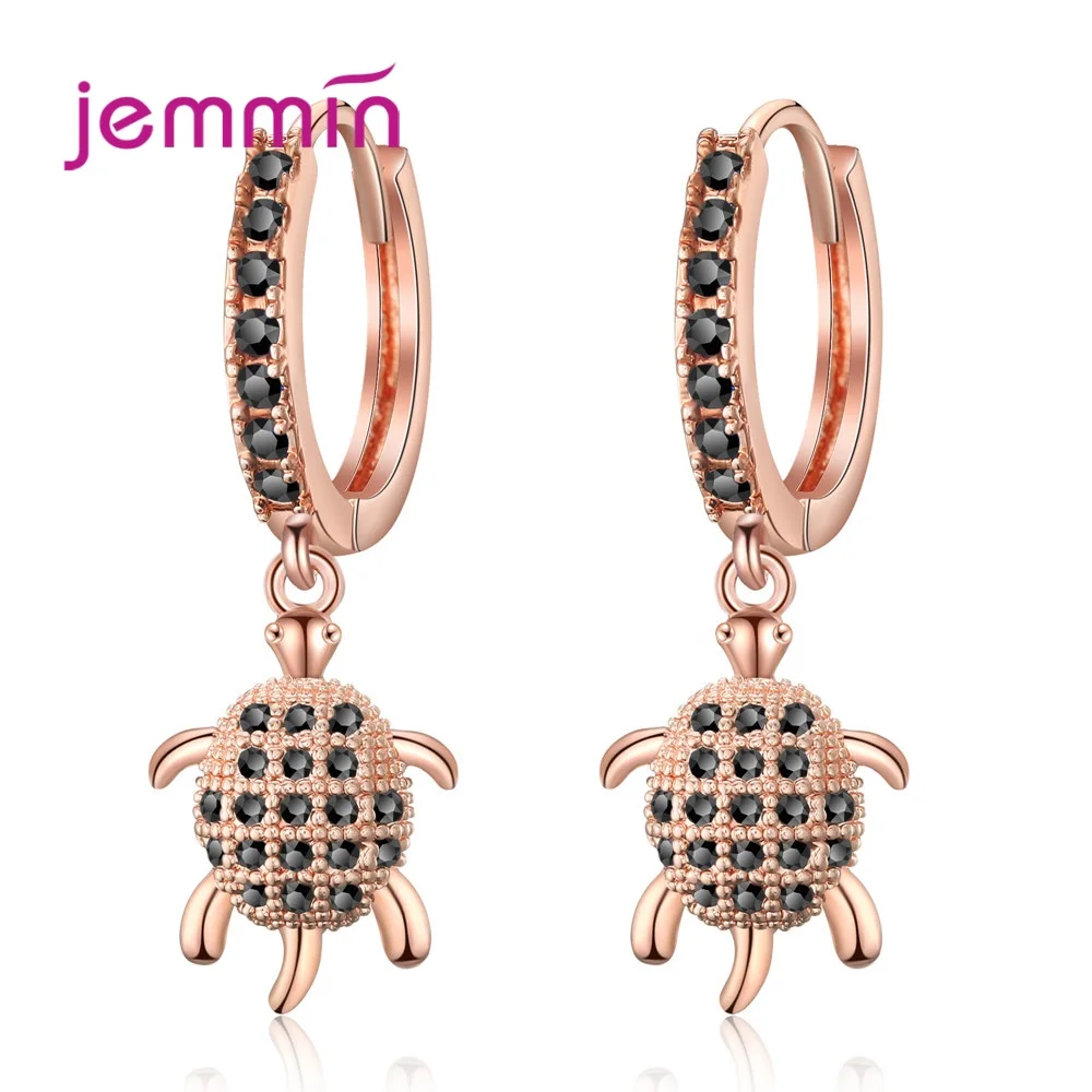 

Animal Tortoise Charms Earring for Women Rose Gold Silver Color Lever Back Sparkling CZ Stone Fashion Ear Jewelry Xmas Gift