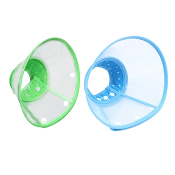 

2Pc Dog Cat Elizabethan Non-Toxic Medical Wound Healing Cone Pet ANTI BITE Collar, M, Green & L, Blue