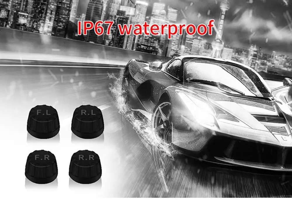 TPMS система контроля давления в шинах Солнечная энергия цифровой ЖК-дисплей 4 колеса внутренний внешний датчик давления температура Предупреждение