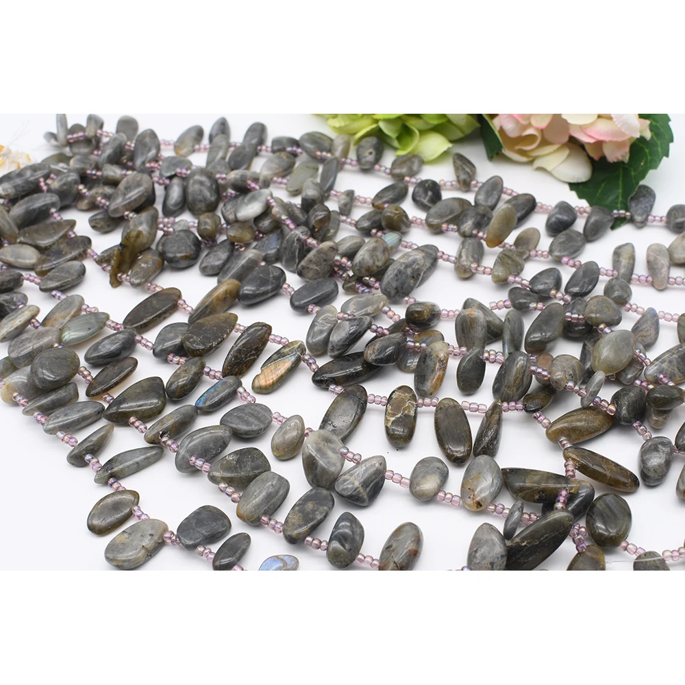 

10-16x20-30mmNatural Smooth Labradorite stone Droplet shape Stone Beads For DIY necklace bracelet jewelry make 15 "free delivery