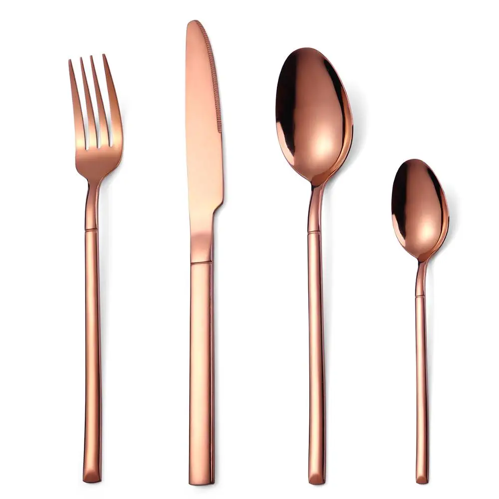 

4Pcs Gold Cutlery Set 18/10 Stainless Steel Flatware Restaurant Dinnerware Set Tableware Knife Spoon And Fork