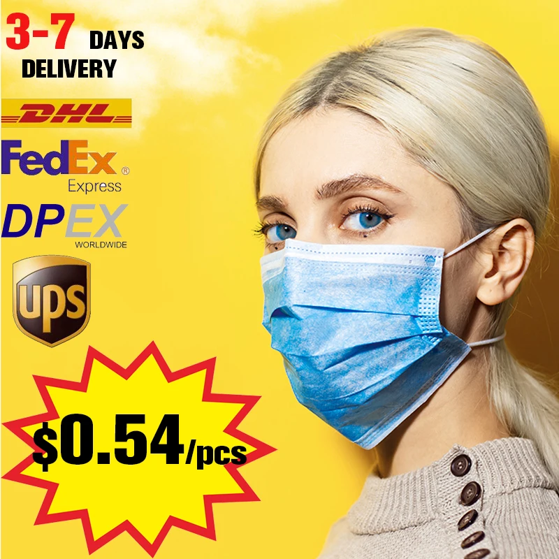 

200pcs Disposable Protect Masks 3 Layer One Time Masks Bacteria Proof Anti Virus Dust Protective Face Mouth Fast Shipping