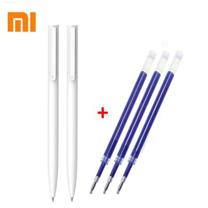 Xiaomi caneta gel original 0.5mm, tinta preta com recargas azul e vermelhas, caneta de bala premec, recarga suave suíça, mikuni japão