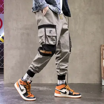

2019 INS Europe Buckle Ribbons Pockets Joggers Cargo Harem Pants Streetwear 2019 Men Autumn Hip Hop Casual Sweatpants Male Pants