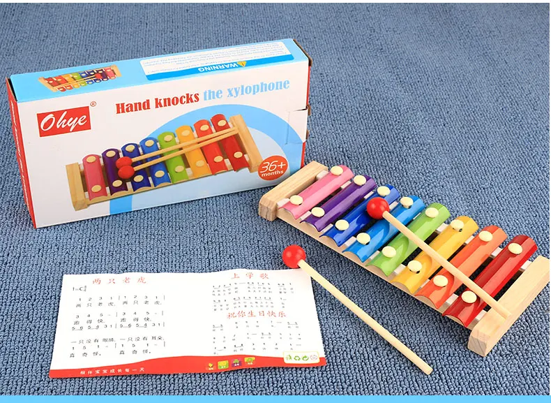 Игрушечный музыкальный инструмент, обучающая ручная модель ксилофона, деревянные игрушки для детей, игрушка для детского сада, музыкальные подарки