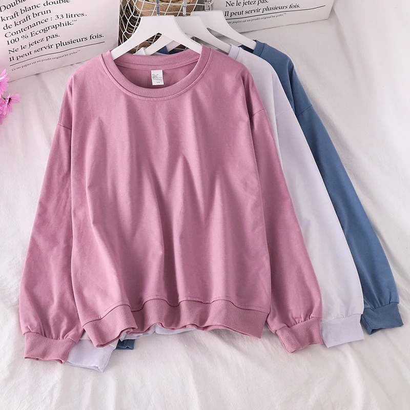 

OUMENGKA Mujer 2020 Harajuku Solid Sweatshirt Women Long Sleeve Hoodie Loose Women Autumn Hoodies Sweatshirts Casual Tracksuit