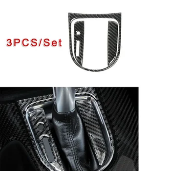 

3Pcs Car Carbon Fiber Gear Shift Box Panel Cover Trim For Ford Mustang 2015-2017